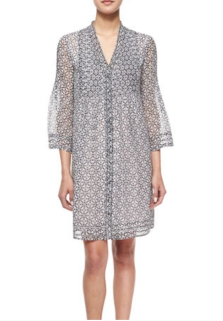 Diane von Furstenberg DVF Layla 100% Silk Black White Dress Size 12